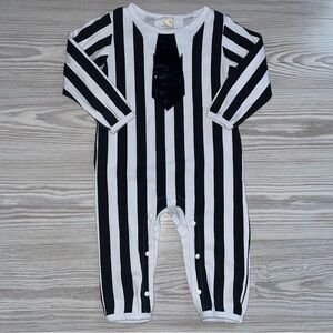 Toddler Black White Striped Romper 18–24M Bowtie One-Piece